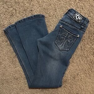 Embellished Pocket Women's Jeans - Dark Blue